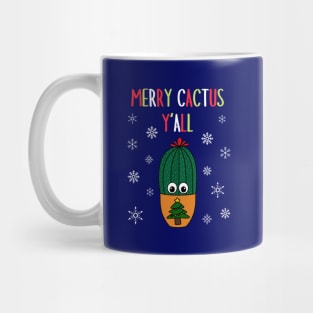 Merry Cactus Y'all - Cactus In Christmas Tree Pot Mug